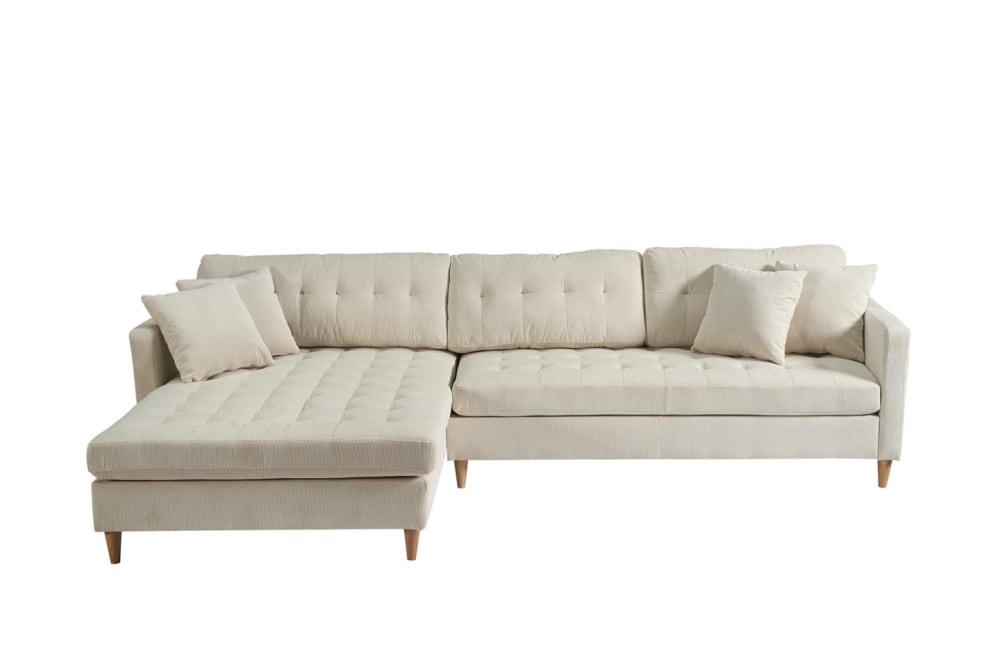 Chaiselongsofa Marino Deluxe 290x82x177cm Stoff Beige ebuy24 Sofas und Sessel Sofas 2-Sitzer-Sofas & 3-Sitzer-Sofas