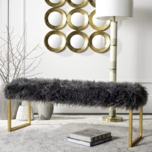 Bank aus Eisen Grau 130x48x40cm Stahl Grau Safavieh Möbel Esszimmermöbel Sitzbank und Holzbank