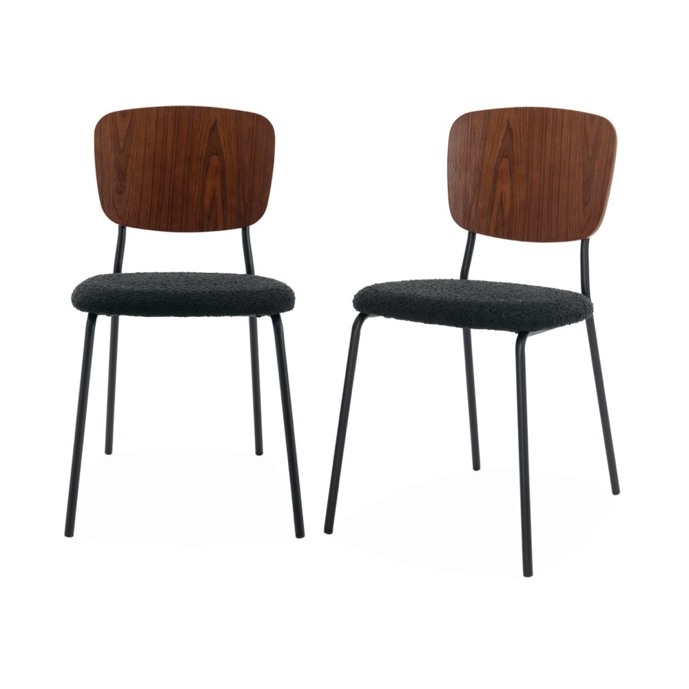 wohnli-moebel-suche-M23141328 Wohnli Möbelsuche - 2er-Set Stühle mit Sitz aus strukturiertem Bouclé schwarz