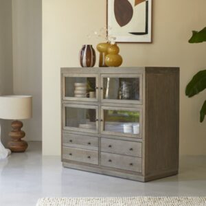wohnli-moebel-suche-M23142187-1 Sideboard aus Eiche 110 cm 110x100x50cm Holz Grau Tikamoon Möbel Esszimmermöbel Sideboards, Highboards & niedrige Anrichten