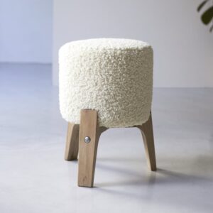 Sitzhocker M Himalaya aus massiver Eiche 40x48x40cm Stoff Weiß Tikamoon Sofas und Sessel Sessel, Poufs und Fußbänke Sitzsäcke