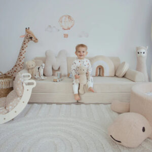 wohnli-moebel-suche-M23142528-1 Modulares Kindersofa zum Ausklappen - 8 Teile 160x15x80cm Samt Grau MeowBaby Sofas und Sessel Sofas Schlafsofas