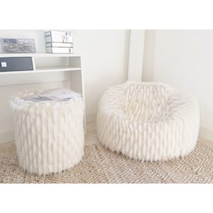 Pouf aus Kunstfell weiß 90x90x70cm Webpelz Weiß MX HOME Sofas und Sessel Sessel, Poufs und Fußbänke Sitzsäcke