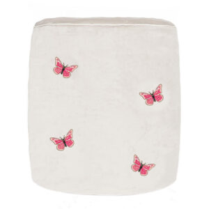 Wohnli Möbelsuche - Pouf mit bestickten Schmetterlingen aus cremefarbenem Samt