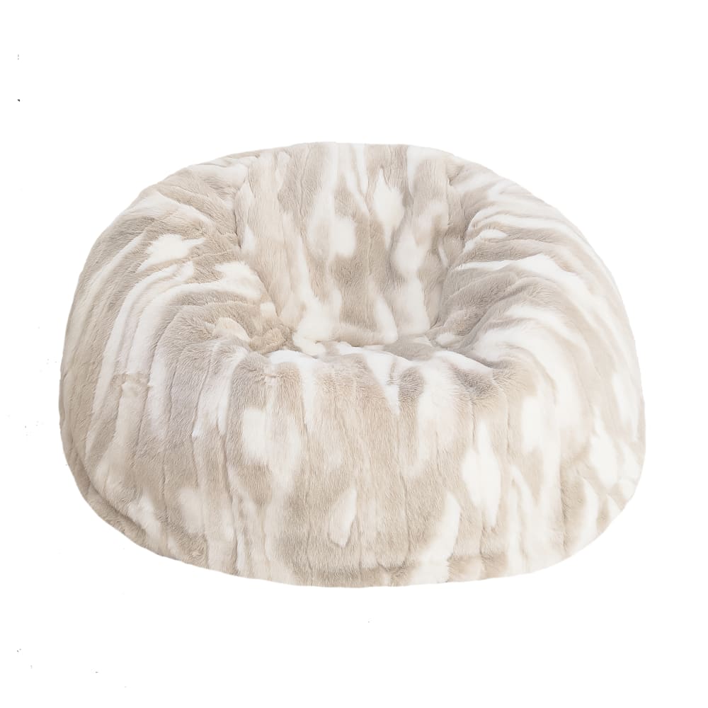 Wohnli Möbelsuche - Pouf aus Kunstpelz in Beige und Weiß