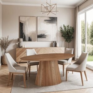 Ovaler Esstisch für 6 Personen L160 Eiche 90x76x160cm Holz Braun Furnhouse Möbel Esszimmermöbel Esstische