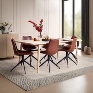 Ausziehbarer Esstisch für 6/8 Personen L200 aus Massiveiche 100x75x200cm Holz Beige Furnhouse Möbel Esszimmermöbel Esstische