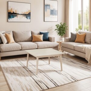 Quadratischer Couchtisch aus Massiveiche Eichefarben 90x52x90cm Holz Beige Furnhouse Möbel Wohnzimmermöbel Couchtische
