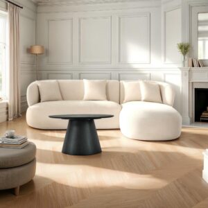 Runder Couchtisch im skandinavischen Stil Schwarz Eiche 60x40x60cm Holz Schwarz Furnhouse Möbel Wohnzimmermöbel Couchtische