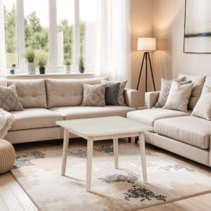 Quadratischer Couchtisch aus Massiveiche Eichefarben 70x52x70cm Holz Beige Furnhouse Möbel Wohnzimmermöbel Couchtische