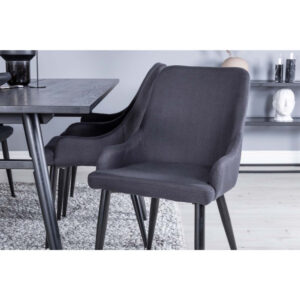 wohnli-moebel-suche-M23147962-1 2er Set Esszimmerstuhl 49x86x58cm Polyester Schwarz Venture Home Möbel Esszimmermöbel Stühle