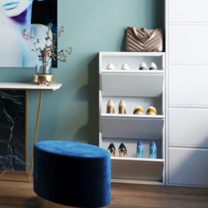 Schuhkipper mit 3 Fächern aus Stahl in Weiß 50x103x14cm Stahl Weiß Kare Design Möbel Flurmöbel Schuhschränke