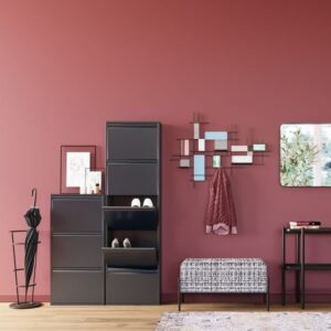 wohnli-moebel-suche-M23149361-1 Schuhkipper mit 5 Fächern aus Stahl in Anthrazit 15x170x50cm Stahl Grau Kare Design Möbel Flurmöbel Schuhschränke