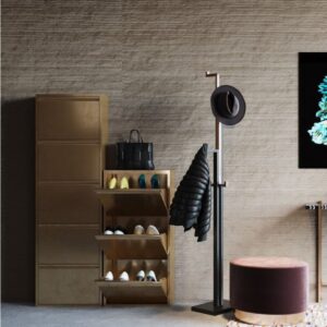 Schuhkipper mit 5 Fächern aus Stahl in Bronze 50x170x14cm Stahl Gold Kare Design Möbel Flurmöbel Schuhschränke