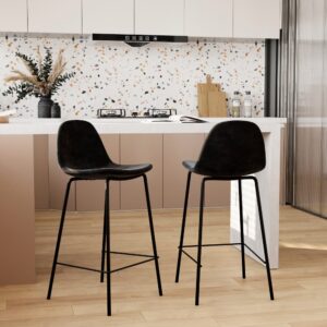 wohnli-moebel-suche-M23150777-1 2er-Set Schwarz Samt Stühle für einen 65 cm Kücheninseln 41x89x43cm Samt Schwarz Maison Pavane Möbel Esszimmermöbel Barhocker