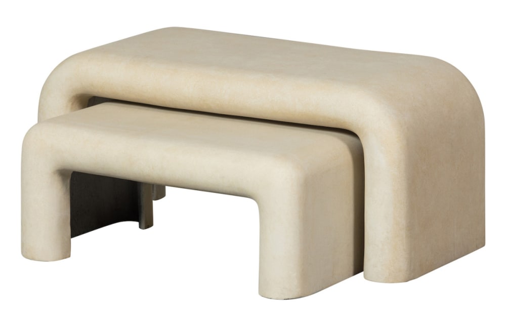 Wohnli Möbelsuche - Couchtisch-Set Fiberglas in creme Betonoptik