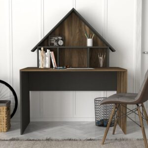 Schreibtisch mit Regalin Braun 60x148x120cm Spanplatte Braun moebel17 Möbel Büromöbel Schreibtische