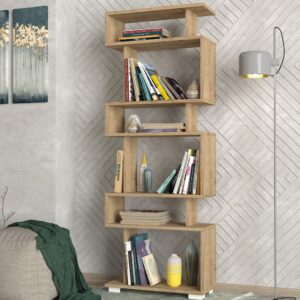 Bücherregal mit 6 Regalfächern in Braun 20x160x60cm Spanplatte Braun moebel17 Möbel Wohnzimmermöbel Bücherregale