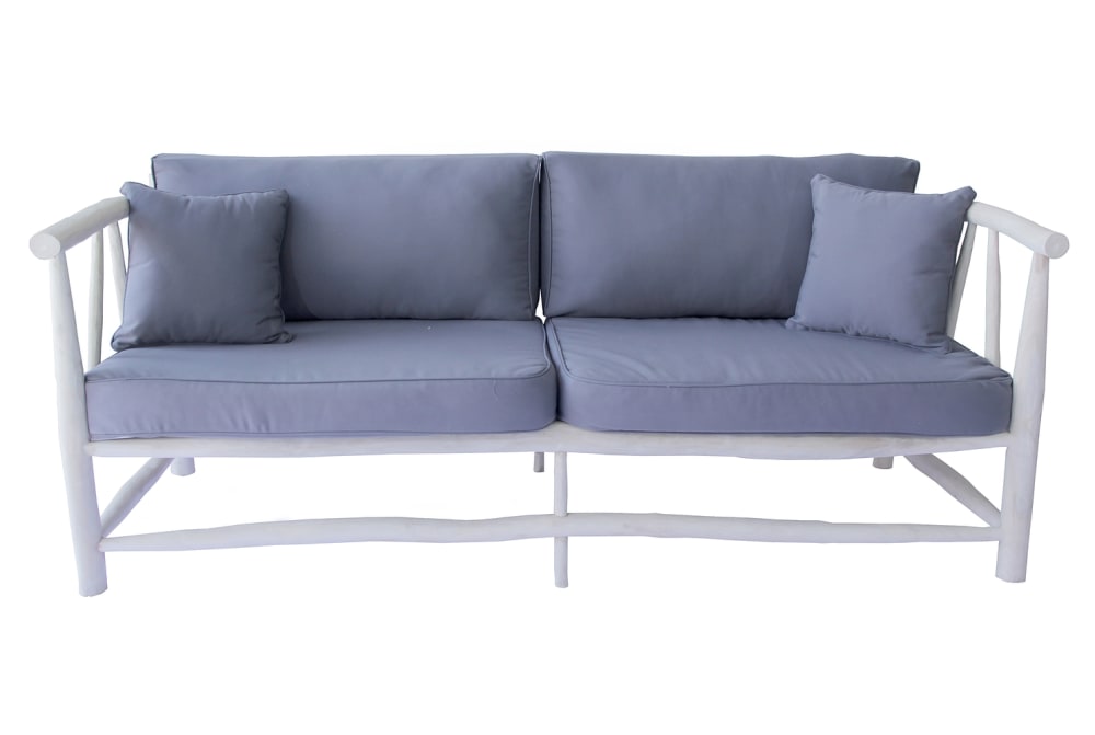 wohnli-moebel-suche-M23157045 Wohnli Möbelsuche - Dreisitzer-Sofa aus naturbelassenem Teakholz mit Kissen