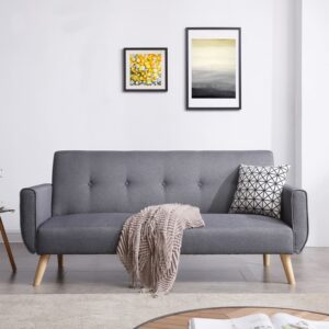 Skandinavisches Schlafsofa mit 3 Plätzen in Grau 183x84x86cm Holz Grau Concept Usine Sofas und Sessel Sofas Schlafsofas