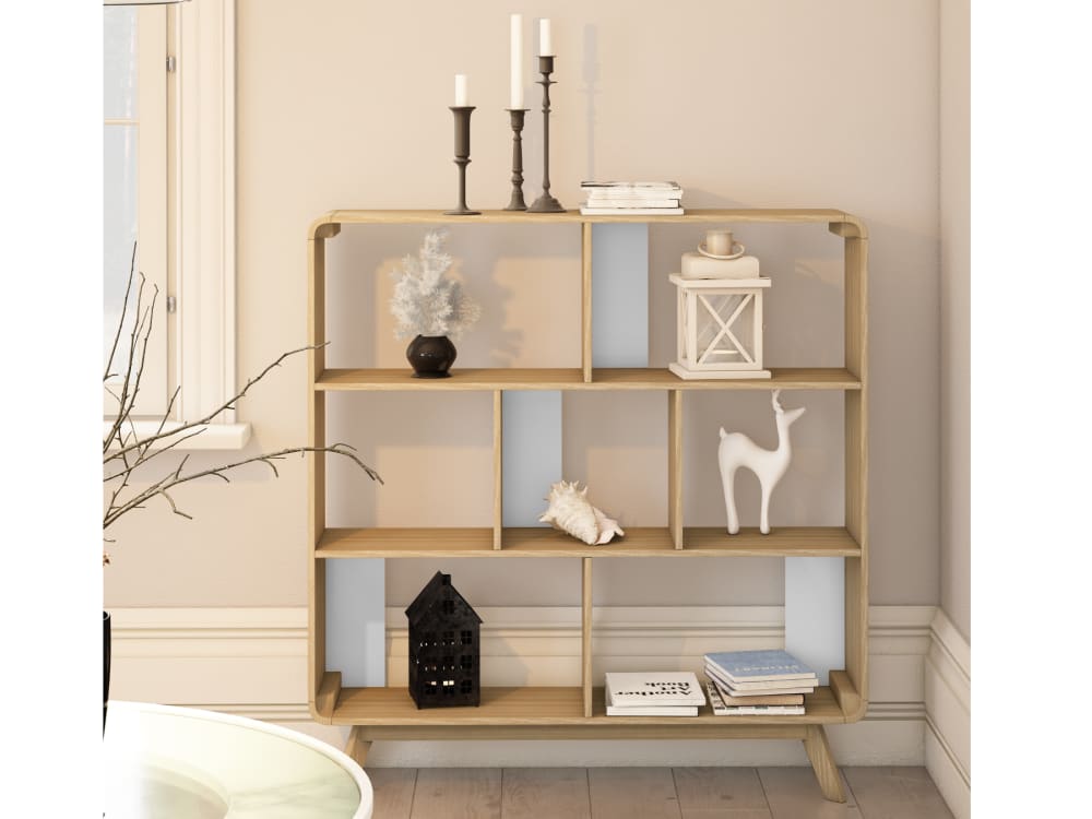 Bücherregal in Eichenoptik 29x126x122cm Spanplatte Weiß Loft24 Möbel Wohnzimmermöbel Bücherregale