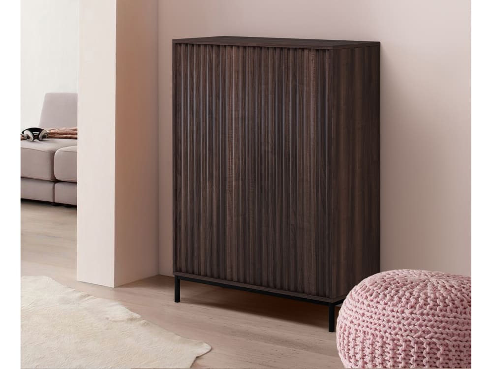 Anrichte mit 2 Türen in Walnussoptik 35x110x80cm Spanplatte Braun Loft24 Möbel Esszimmermöbel Sideboards, Highboards & niedrige Anrichten