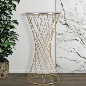 Runder Tisch aus Metall mit Spiegelplatte Ø cm 50x100 50x100x50cm Metall Gold Mauro Ferretti Möbel Wohnzimmermöbel Beistelltische