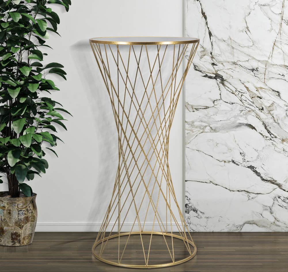 Runder Tisch aus Metall mit Spiegelplatte Ø cm 50x100 50x100x50cm Metall Gold Mauro Ferretti Möbel Wohnzimmermöbel Beistelltische
