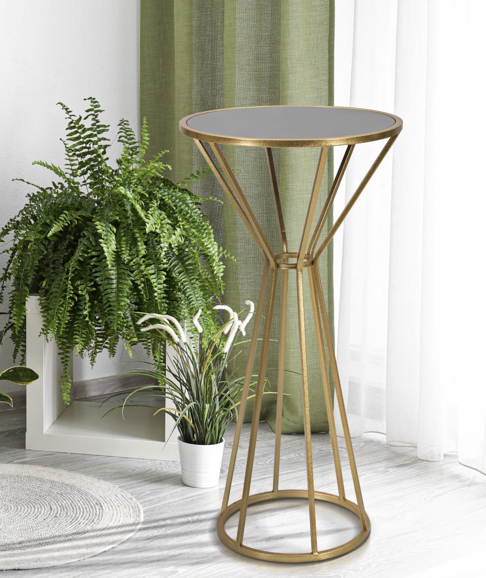 Runder Tisch aus Metall mit Spiegelplatte Ø cm 50x100 50x100x50cm Metall Gold Mauro Ferretti Möbel Wohnzimmermöbel Beistelltische