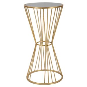 wohnli-moebel-suche-M23163667 Wohnli Möbelsuche - Runder Tisch aus goldfarbenem Metall mit Spiegelplatte Ø 40x80 cm