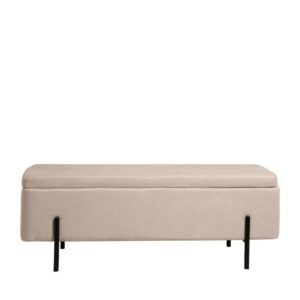 Gepolsterter Hocker mit Stauraum und Beinen in Schwarz und in Beige. 41x46x120cm PES - Polyester Beige Koketto Home Möbel Esszimmermöbel Sitzbank und Holzbank