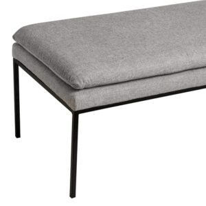 wohnli-moebel-suche-M23165030-1 Gepolsterter Hocker mit Metallbeinen in Schwarz und in Hellgrau. 48x42x120cm PES - Polyester Grau Koketto Home Möbel Esszimmermöbel Sitzbank und Holzbank