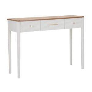 wohnli-moebel-suche-M23166863 Wohnli Möbelsuche - Konsolentisch aus Holz weiß und braun mit 3 Schubladen 107x37x80 cm