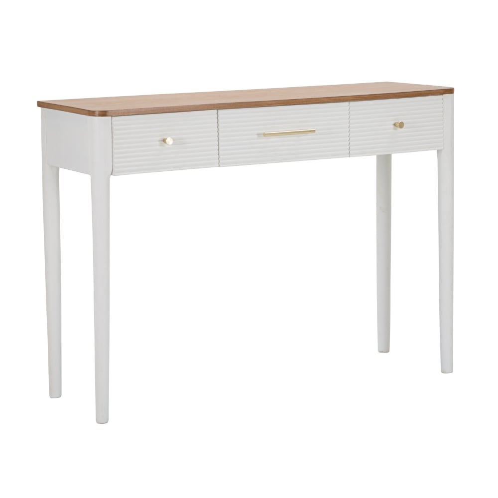 wohnli-moebel-suche-M23166863 Wohnli Möbelsuche - Konsolentisch aus Holz weiß und braun mit 3 Schubladen 107x37x80 cm