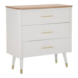 Wohnli Möbelsuche - Kommode aus weißem und braunem Holz mit 3 Schubladen cm 78x37x80