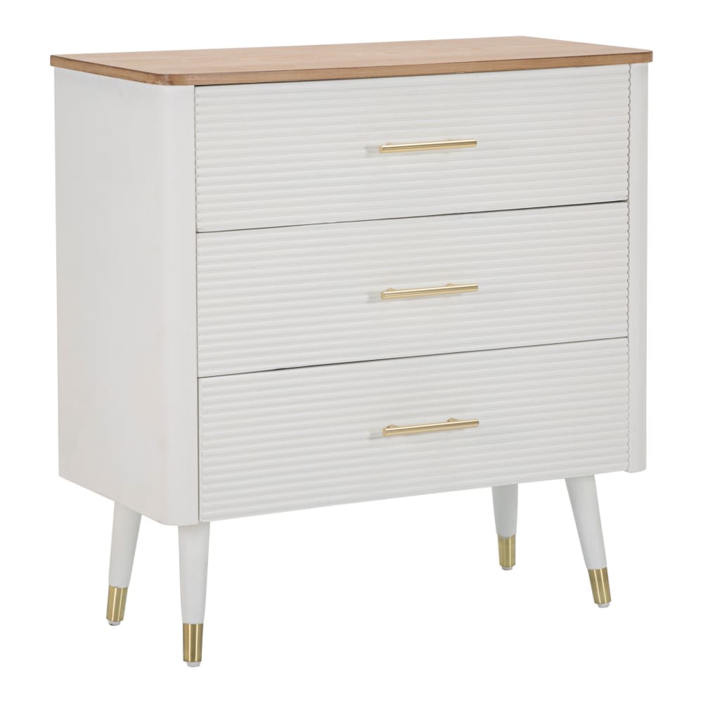 wohnli-moebel-suche-M23166880 Wohnli Möbelsuche - Kommode aus weißem und braunem Holz mit 3 Schubladen cm 78x37x80
