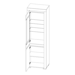 Geschirrschrank mit 2 Türen, Holzoptik und Grau, 195cm 60x195x39cm Spanplatte Grau Petits meubles Möbel Esszimmermöbel Geschirrschränke