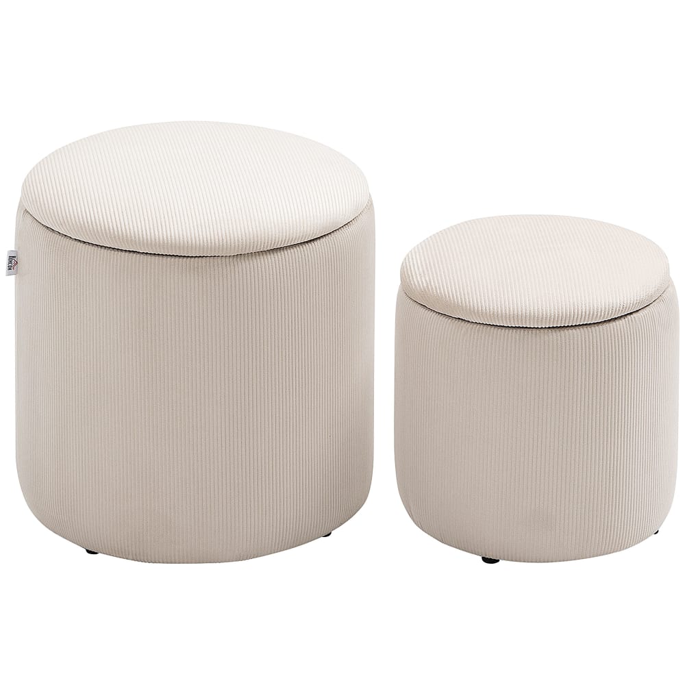 wohnli-moebel-suche-M23168485 Wohnli Möbelsuche - Lot de 2 poufs coffres 2 en 1 velours cotelé tissu crème