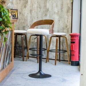 Barhocker (2er Set) aus Metall und Wolle Weiß 45x101x46cm Stoff Weiß Nordlys Möbel Esszimmermöbel Barhocker