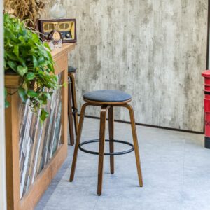 Barhocker (2er Set) aus Massivholz und Kunstleder Schwarz 40x70x40cm PVC und Synthetik Schwarz Nordlys Möbel Esszimmermöbel Barhocker