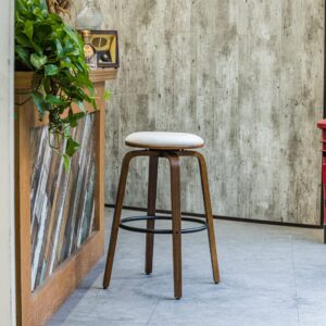 Barhocker (2er Set) aus Massivholz und Samt Beige 40x70x40cm Stoff Beige Nordlys Möbel Esszimmermöbel Barhocker