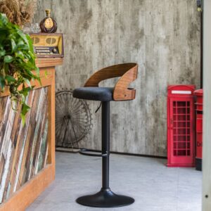 Barhocker (2er Set) aus Metall und Kunstleder Schwarz 45x101x46cm PVC und Synthetik Schwarz Nordlys Möbel Esszimmermöbel Barhocker