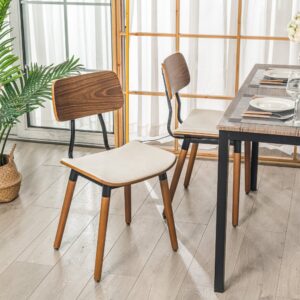 Polsterstühle (2er Set) aus Holz und Stoff Beige 50x82x44cm Stoff Beige Nordlys Möbel Esszimmermöbel Stühle