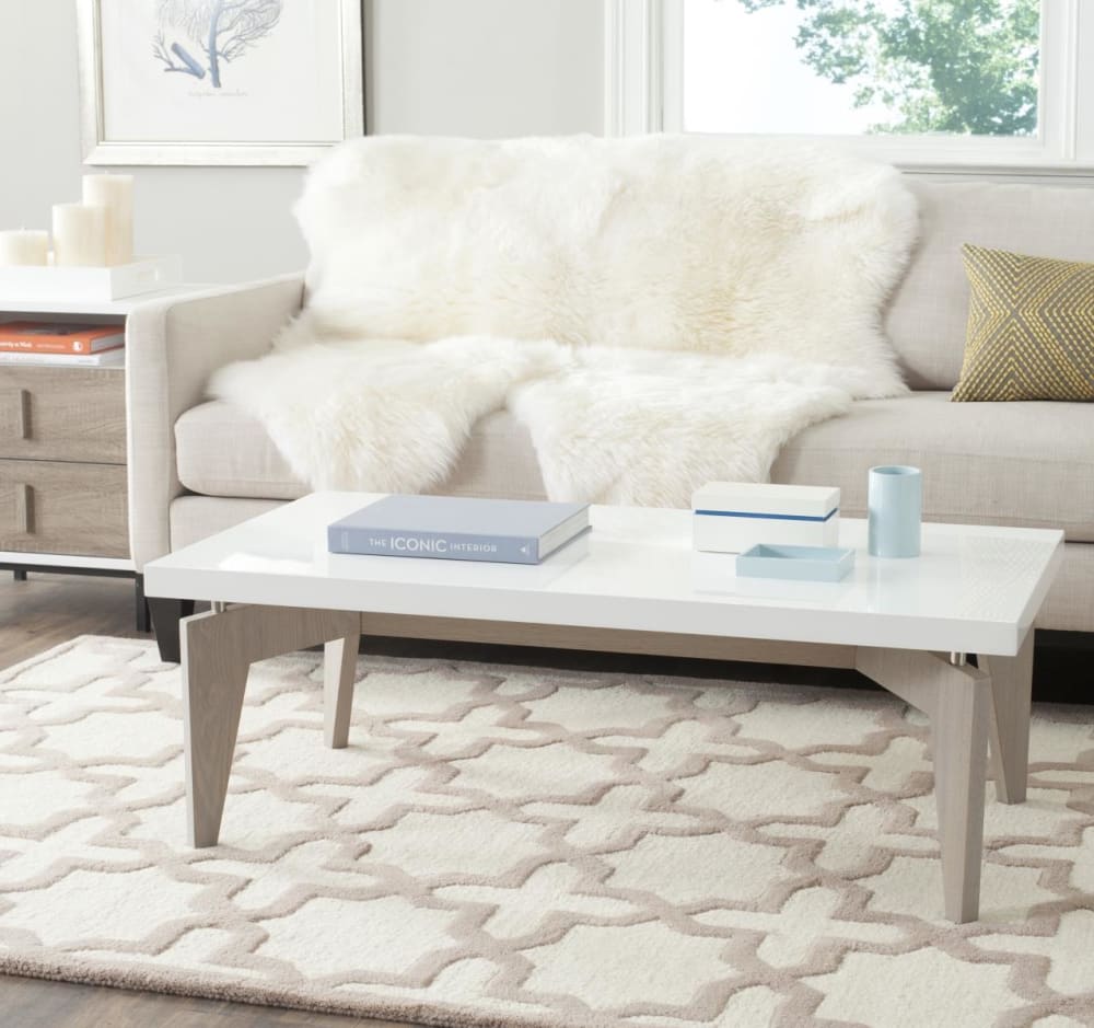 Couchtisch aus Enginered Wood Grau/Weiß 110x38x60cm Spanplatte Grau Safavieh Möbel Wohnzimmermöbel Couchtische