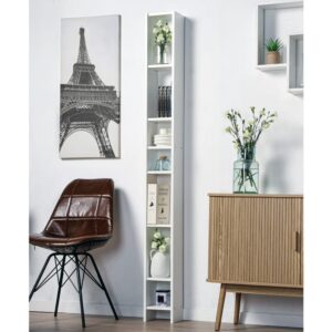 wohnli-moebel-suche-M23169262-1 Regal 11 Ebenen H185 cm - Weiß 19x185x16cm Spanplatte Weiß Calicosy Möbel Wohnzimmermöbel Regale