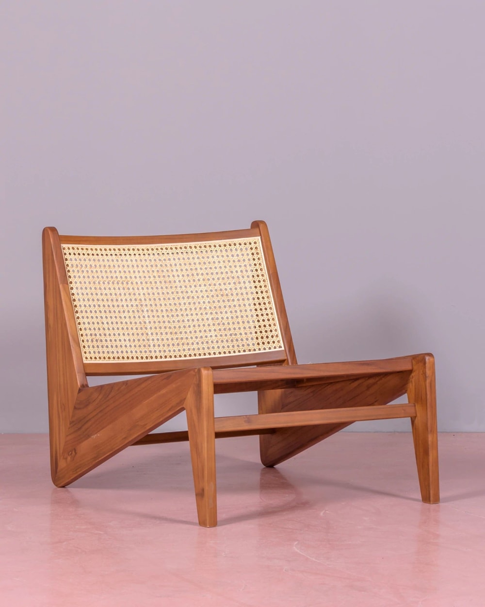 Niedriger Sessel aus Teakholz und natürlichem Rattan 71x57x60cm Holz Braun Nest dream Sofas und Sessel Sessel, Poufs und Fußbänke Sessel