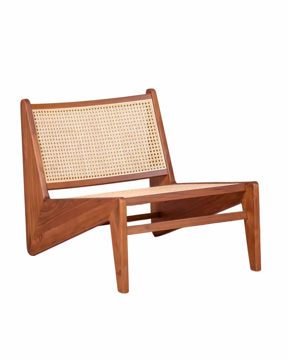 Wohnli Möbelsuche - Niedriger Sessel aus Teakholz und natürlichem Rattan