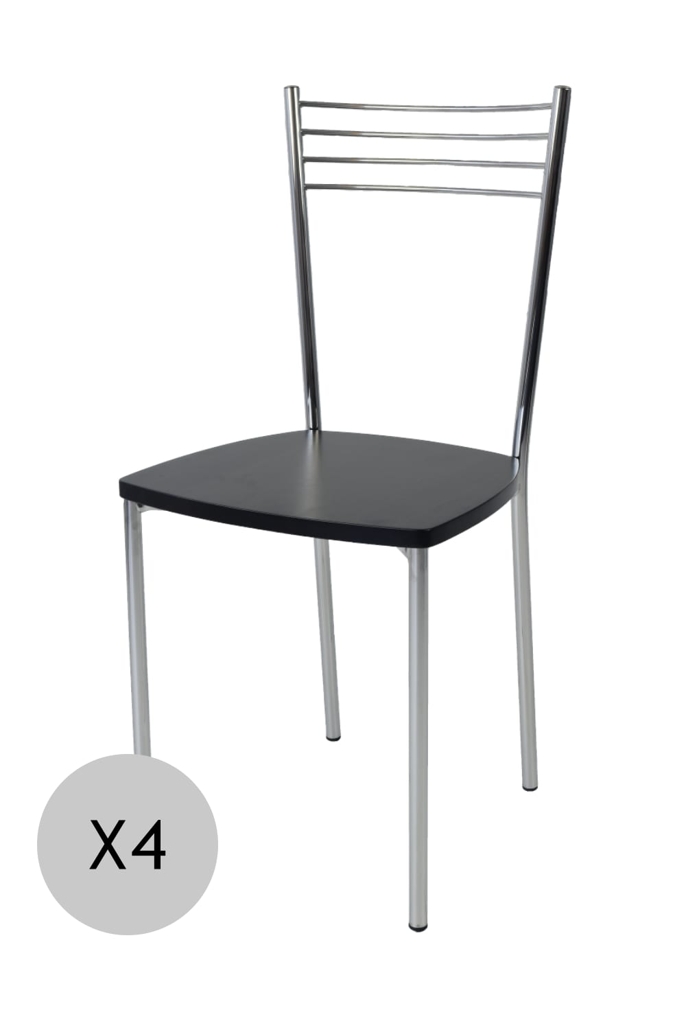 Wohnli Möbelsuche - 4er Set Stühle aus Stahl mit Holzsitz