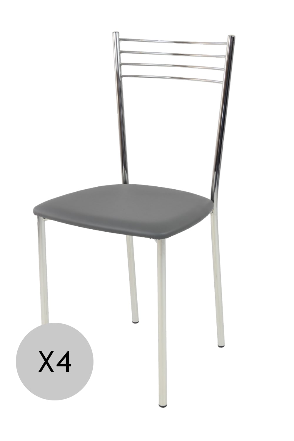 Wohnli Möbelsuche - 4er Set Stühle aus Stahl Kunstleder-Sitz