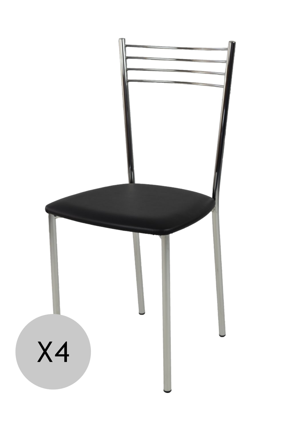 Wohnli Möbelsuche - 4er Set Stühle aus Stahl Kunstleder-Sitz